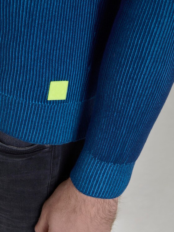 Ribbed knitted pullover - Men - blue blue plated stripe Ribbed knitted pullover - Men - blue blue plated stripe - 10 - TOM TAILOR