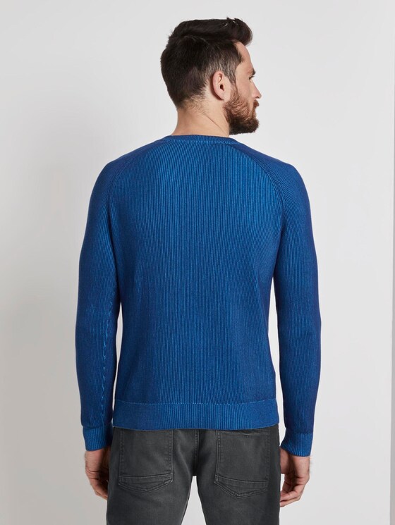 Ribbed knitted pullover - Men - blue blue plated stripe Ribbed knitted pullover - Men - blue blue plated stripe - 2 - TOM TAILOR