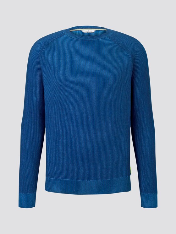 Ribbed knitted pullover - Men - blue blue plated stripe Ribbed knitted pullover - Men - blue blue plated stripe - 7 - TOM TAILOR