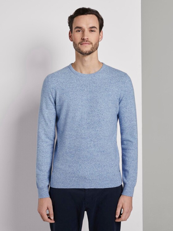 Melierter Strickpullover - Männer - blue blue melange Melierter Strickpullover - Männer - blue blue melange - 1 - TOM TAILOR