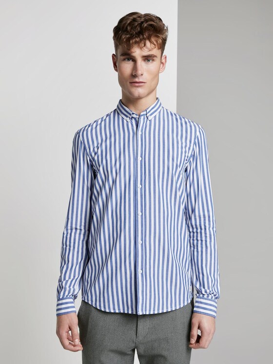 Gemustertes Hemd - Männer - white blue bold stripe Gemustertes Hemd - Männer - white blue bold stripe - 1 - TOM TAILOR Denim