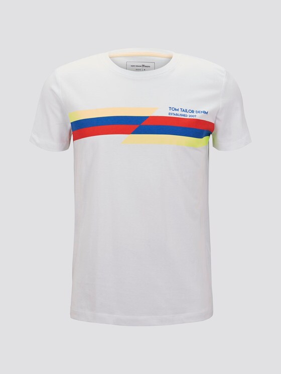 T-Shirt mit Streifen-Print - Männer - White T-Shirt mit Streifen-Print - Männer - White - 7 - TOM TAILOR Denim