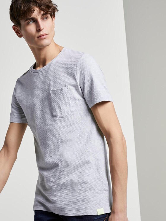 Printed T-shirt with chest pocket - Men - Light Stone Grey Melange Printed T-shirt with chest pocket - Men - Light Stone Grey Melange - 5 - TOM TAILOR Denim