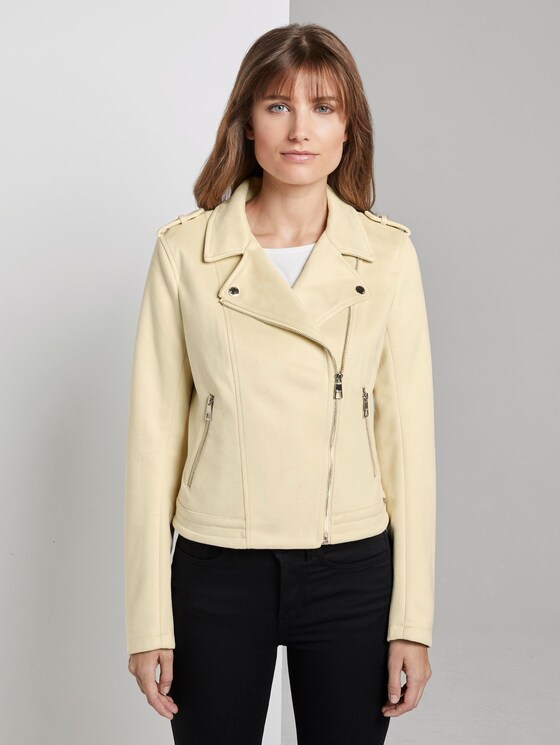 Bikerjacke aus Wildlederimitat - Frauen - pale yellow Bikerjacke aus Wildlederimitat - Frauen - pale yellow - 1 - TOM TAILOR Denim