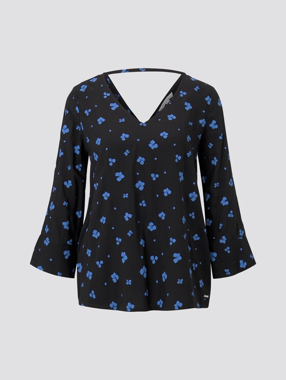 Bluse mit V-Ausschnitt und Rückendetail - Frauen - black blue flower print Bluse mit V-Ausschnitt und Rückendetail - Frauen - black blue flower print - 7 - TOM TAILOR Denim