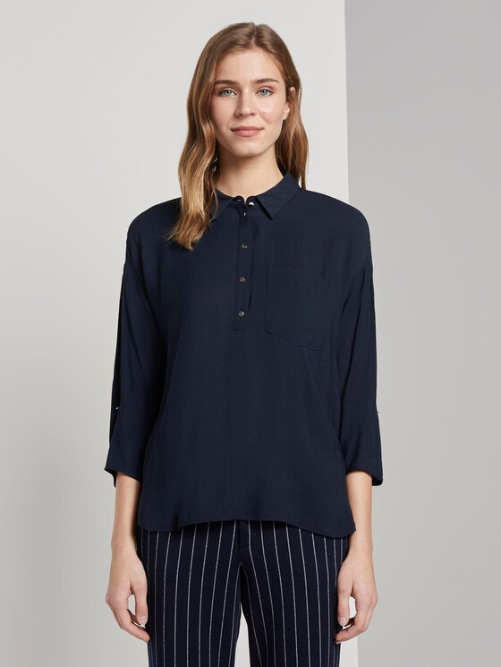 Fließendes Oversized-Hemd - Frauen - Real Navy Blue Fließendes Oversized-Hemd - Frauen - Real Navy Blue - 1 - TOM TAILOR Denim