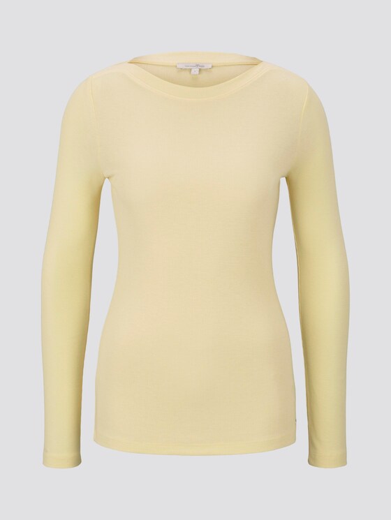 Geripptes Langarmshirt mit U-Boot-Ausschnitt - Frauen - pale yellow Geripptes Langarmshirt mit U-Boot-Ausschnitt - Frauen - pale yellow - 7 - TOM TAILOR Denim