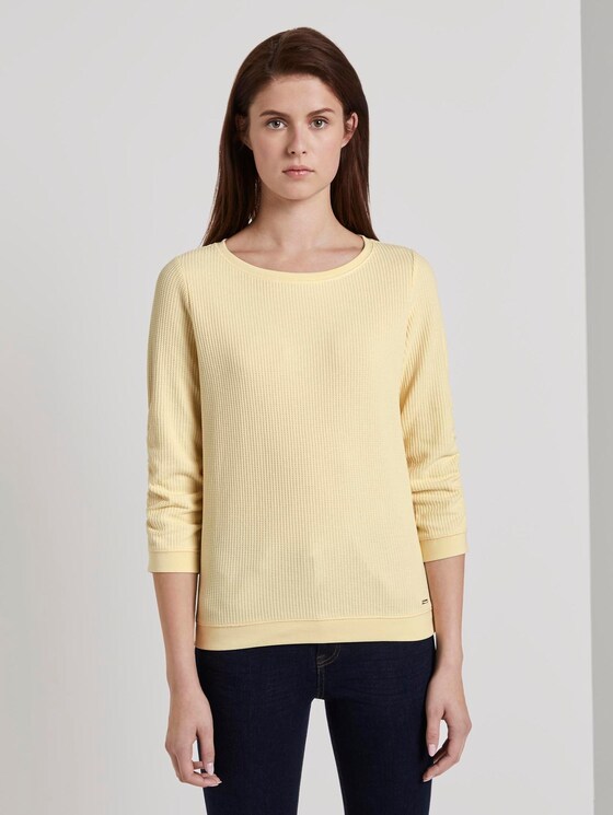 Textured sweatshirt - Women - pale yellow Textured sweatshirt - Women - pale yellow - 1 - TOM TAILOR Denim