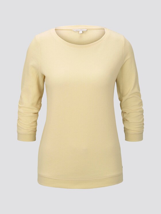 Textured sweatshirt - Women - pale yellow Textured sweatshirt - Women - pale yellow - 7 - TOM TAILOR Denim
