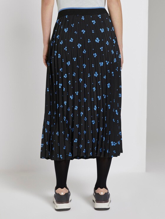 Midi Faltenrock mit Blumenprint - Frauen - black blue flower print Midi Faltenrock mit Blumenprint - Frauen - black blue flower print - 2 - TOM TAILOR Denim