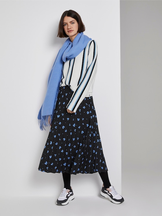 Midi Faltenrock mit Blumenprint - Frauen - black blue flower print Midi Faltenrock mit Blumenprint - Frauen - black blue flower print - 3 - TOM TAILOR Denim