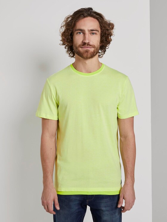 T-Shirt mit Underlayer - Männer - neon yellow grindle look T-Shirt mit Underlayer - Männer - neon yellow grindle look - 1 - TOM TAILOR