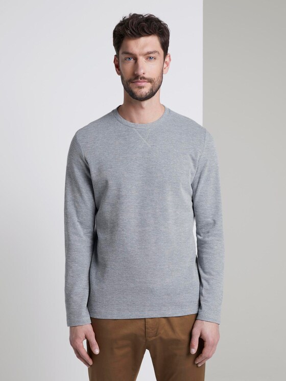 Strukturiertes Langarmshirt - Männer - blue doubleface Strukturiertes Langarmshirt - Männer - blue doubleface - 1 - TOM TAILOR