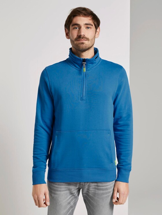 Sweatshirt mit Reißverschluss und Stehkragen - Männer - brilliant middle blue Sweatshirt mit Reißverschluss und Stehkragen - Männer - brilliant middle blue - 1 - TOM TAILOR