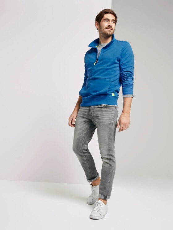 Sweatshirt mit Reißverschluss und Stehkragen - Männer - brilliant middle blue Sweatshirt mit Reißverschluss und Stehkragen - Männer - brilliant middle blue - 3 - TOM TAILOR