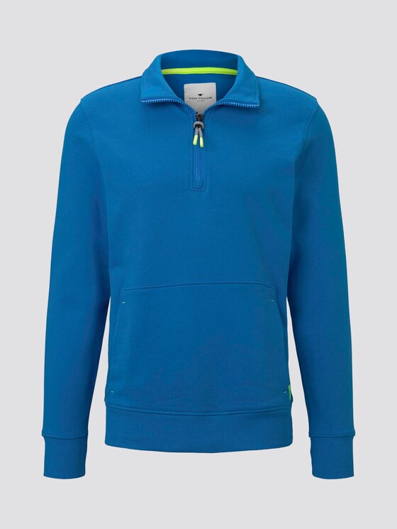 Sweatshirt mit Reißverschluss und Stehkragen - Männer - brilliant middle blue Sweatshirt mit Reißverschluss und Stehkragen - Männer - brilliant middle blue - 7 - TOM TAILOR