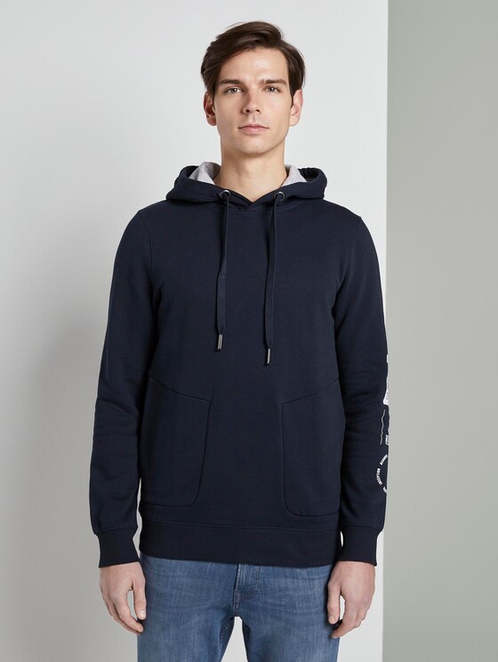 hoodie met print op de mouw - Mannen - Sky Captain Blue hoodie met print op de mouw - Mannen - Sky Captain Blue - 1 - TOM TAILOR Denim