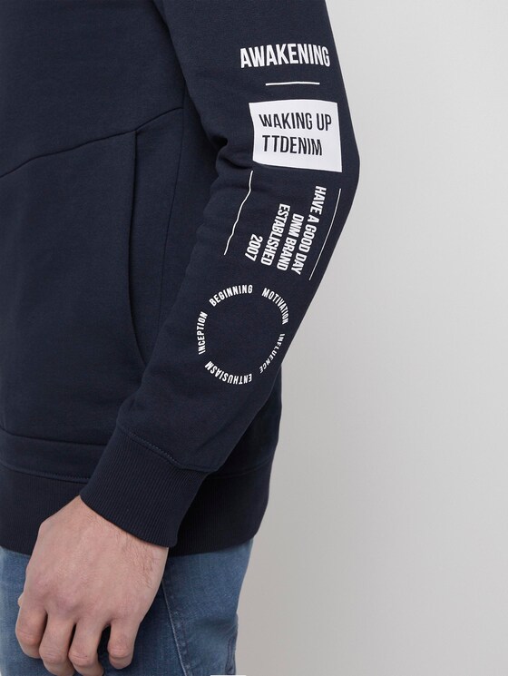 hoodie met print op de mouw - Mannen - Sky Captain Blue hoodie met print op de mouw - Mannen - Sky Captain Blue - 9 - TOM TAILOR Denim