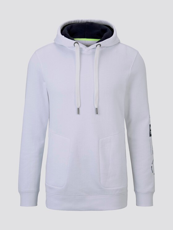 Hoodie with print on the sleeve - Men - White Hoodie with print on the sleeve - Men - White - 7 - TOM TAILOR Denim