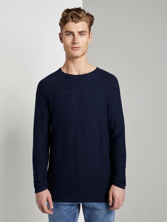 Strukturierter Strickpullover - Männer - navy shadow melange Strukturierter Strickpullover - Männer - navy shadow melange - 1 - TOM TAILOR Denim