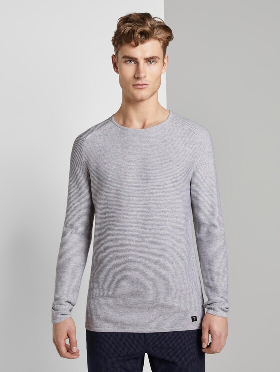 structured knit jumper - Men - light grey shadow melange structured knit jumper - Men - light grey shadow melange - 1 - TOM TAILOR Denim