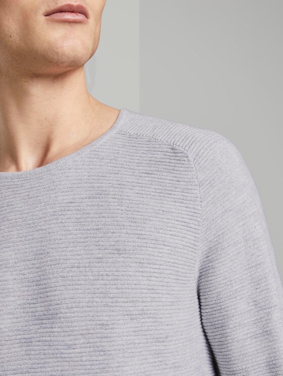 structured knit jumper - Men - light grey shadow melange structured knit jumper - Men - light grey shadow melange - 10 - TOM TAILOR Denim