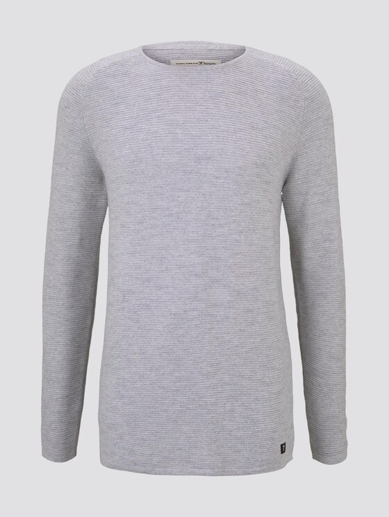 structured knit jumper - Men - light grey shadow melange structured knit jumper - Men - light grey shadow melange - 7 - TOM TAILOR Denim