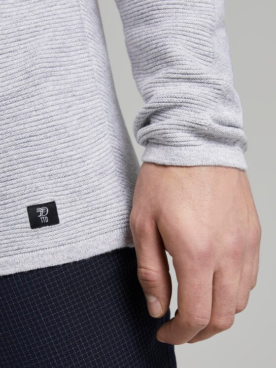 structured knit jumper - Men - light grey shadow melange structured knit jumper - Men - light grey shadow melange - 9 - TOM TAILOR Denim
