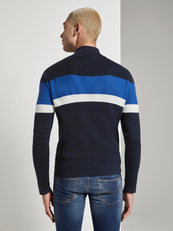 Gestreifter Half-Zip Strickpullover - Männer - Sky Captain Blue Gestreifter Half-Zip Strickpullover - Männer - Sky Captain Blue - 2 - TOM TAILOR Denim