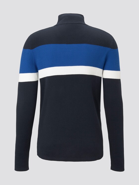 Gestreifter Half-Zip Strickpullover - Männer - Sky Captain Blue Gestreifter Half-Zip Strickpullover - Männer - Sky Captain Blue - 8 - TOM TAILOR Denim