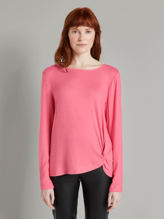 Meliertes Langarmshirt mit Knoten-Detail - Frauen - charming pink melange Meliertes Langarmshirt mit Knoten-Detail - Frauen - charming pink melange - 1 - TOM TAILOR