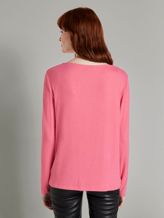 Meliertes Langarmshirt mit Knoten-Detail - Frauen - charming pink melange Meliertes Langarmshirt mit Knoten-Detail - Frauen - charming pink melange - 2 - TOM TAILOR