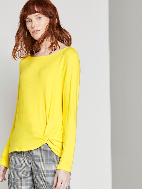 Meliertes Langarmshirt mit Knoten-Detail - Frauen - jasmine yellow melange Meliertes Langarmshirt mit Knoten-Detail - Frauen - jasmine yellow melange - 5 - TOM TAILOR