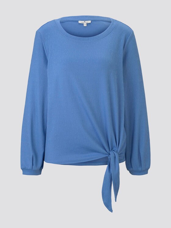 Long-sleeved shirt in a crinkle look with knot details - Women - sea blue Long-sleeved shirt in a crinkle look with knot details - Women - sea blue - 7 - TOM TAILOR