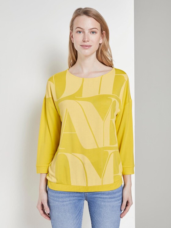 3/4 sleeve shirt with letter print and bat sleeves - Women - jasmine yellow 3/4 sleeve shirt with letter print and bat sleeves - Women - jasmine yellow - 1 - TOM TAILOR
