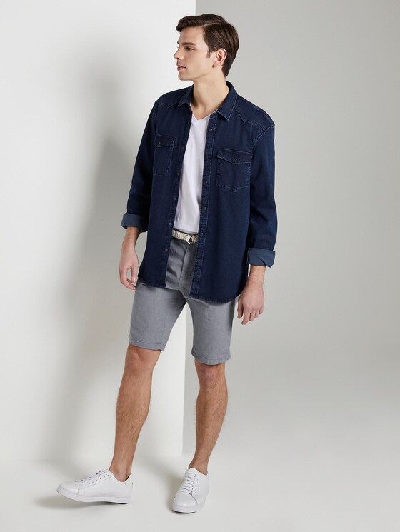 Chino Shorts mit Gürtel - Männer - medium grey yarn dye stripe Chino Shorts mit Gürtel - Männer - medium grey yarn dye stripe - 3 - TOM TAILOR Denim