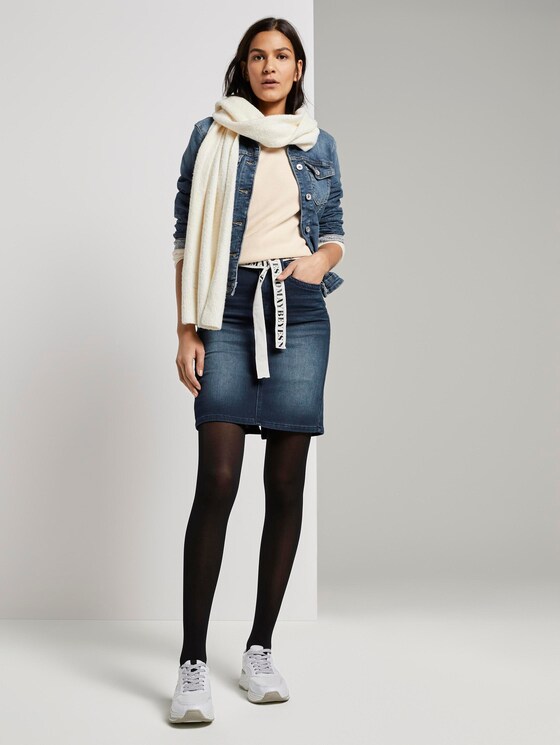 Denim rok met riem tot knoop - Vrouwen - dark stone wash denim Denim rok met riem tot knoop - Vrouwen - dark stone wash denim - 3 - TOM TAILOR