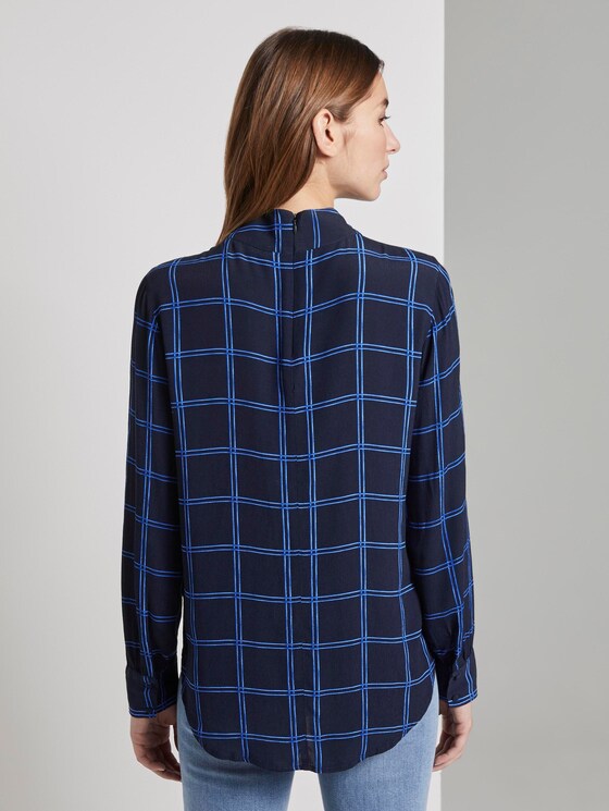 karierte Bluse aus Viskose-Crêpe - Frauen - navy blue grid check karierte Bluse aus Viskose-Crêpe - Frauen - navy blue grid check - 2 - TOM TAILOR