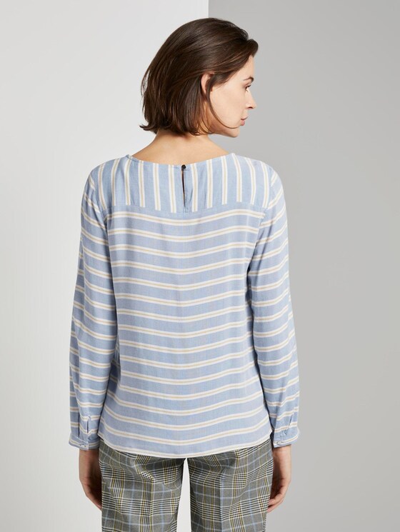 Striped blouse with a chest pocket - Women - blue yellow stripe Striped blouse with a chest pocket - Women - blue yellow stripe - 2 - TOM TAILOR