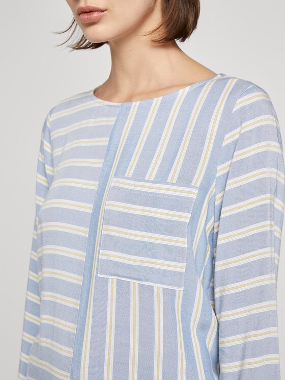 Striped blouse with a chest pocket - Women - blue yellow stripe Striped blouse with a chest pocket - Women - blue yellow stripe - 9 - TOM TAILOR