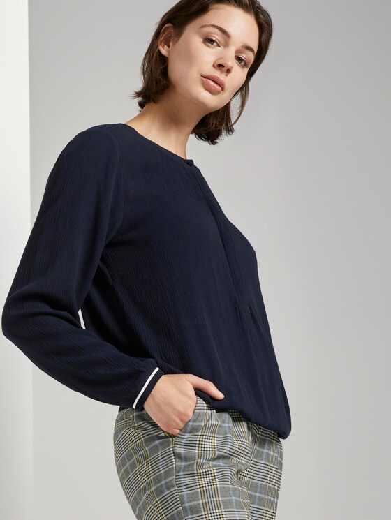 Blouse in a crincle look - Women - Sky Captain Blue Blouse in a crincle look - Women - Sky Captain Blue - 5 - TOM TAILOR