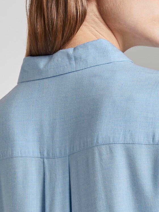 Lange Bluse mit Tape-Detail - Frauen - Kentucky Blue Melange Lange Bluse mit Tape-Detail - Frauen - Kentucky Blue Melange - 10 - TOM TAILOR