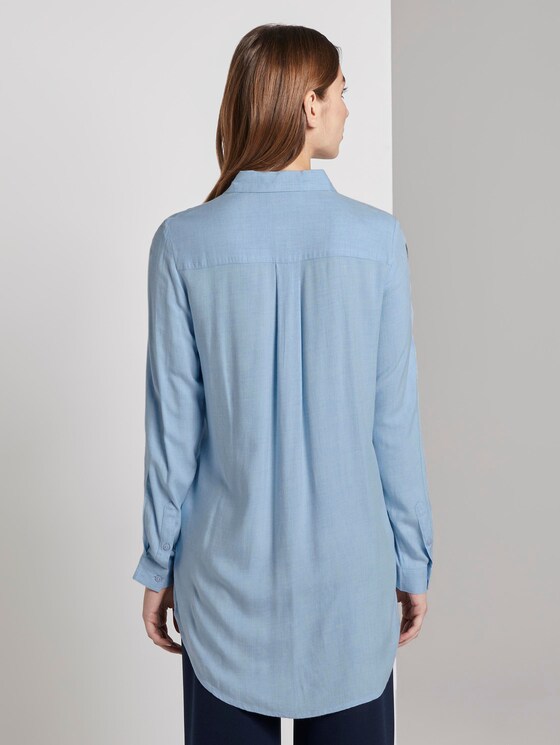 Lange Bluse mit Tape-Detail - Frauen - Kentucky Blue Melange Lange Bluse mit Tape-Detail - Frauen - Kentucky Blue Melange - 2 - TOM TAILOR