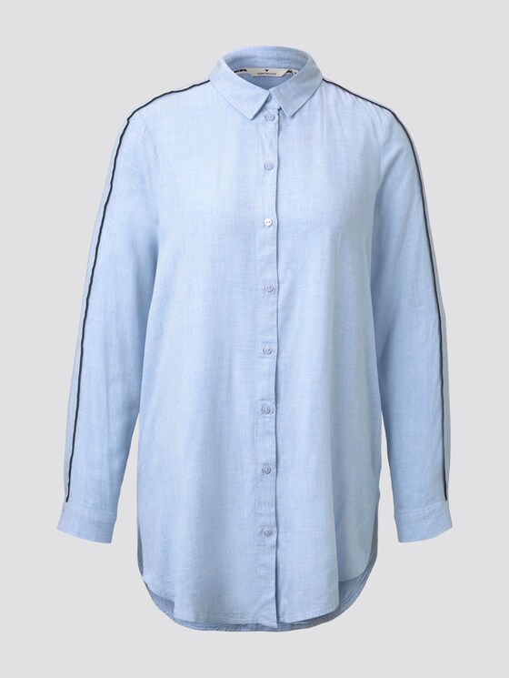 Lange Bluse mit Tape-Detail - Frauen - Kentucky Blue Melange Lange Bluse mit Tape-Detail - Frauen - Kentucky Blue Melange - 7 - TOM TAILOR