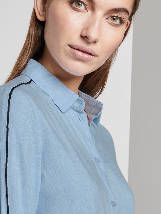 Lange Bluse mit Tape-Detail - Frauen - Kentucky Blue Melange Lange Bluse mit Tape-Detail - Frauen - Kentucky Blue Melange - 9 - TOM TAILOR