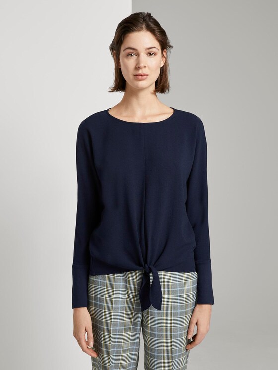 Crêpe-Bluse mit Knoten-Detail - Frauen - Sky Captain Blue Crêpe-Bluse mit Knoten-Detail - Frauen - Sky Captain Blue - 1 - TOM TAILOR