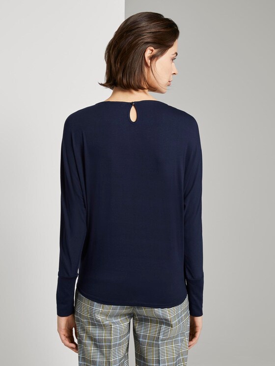Crêpe-Bluse mit Knoten-Detail - Frauen - Sky Captain Blue Crêpe-Bluse mit Knoten-Detail - Frauen - Sky Captain Blue - 2 - TOM TAILOR