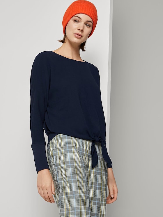 Crêpe-Bluse mit Knoten-Detail - Frauen - Sky Captain Blue Crêpe-Bluse mit Knoten-Detail - Frauen - Sky Captain Blue - 5 - TOM TAILOR
