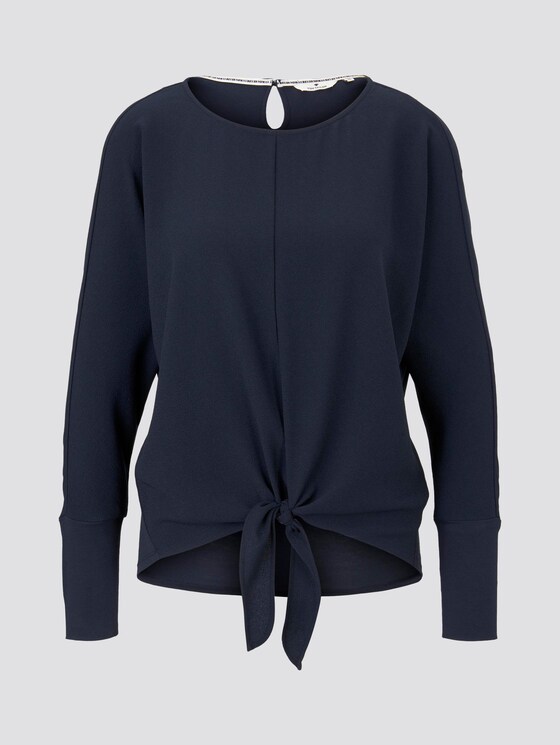 Crêpe-Bluse mit Knoten-Detail - Frauen - Sky Captain Blue Crêpe-Bluse mit Knoten-Detail - Frauen - Sky Captain Blue - 7 - TOM TAILOR
