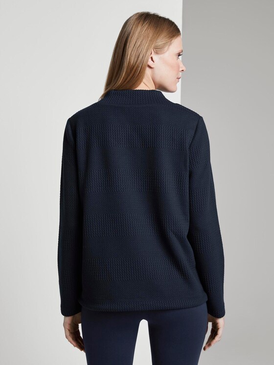 Textured sweatshirt with an elastic waistband - Women - Sky Captain Blue Textured sweatshirt with an elastic waistband - Women - Sky Captain Blue - 2 - TOM TAILOR